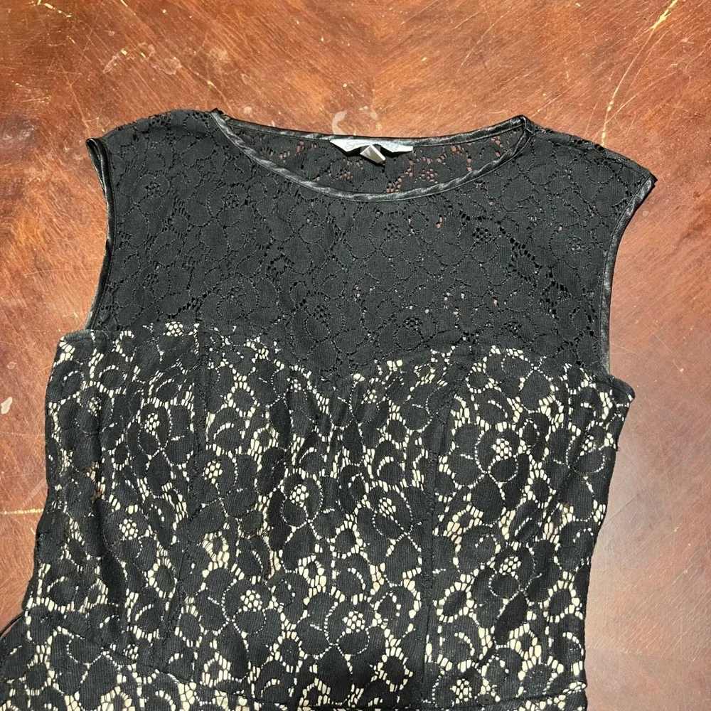 Speechless Black Floral Lace Fit and Flare Illusion Cocktail Dress Medium